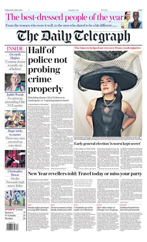 Daily Telegraph Front Page Th Of December Tomorrow S Papers Today