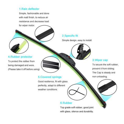 Mm Car Windshield Wiper Blade Universal U Type Frameless