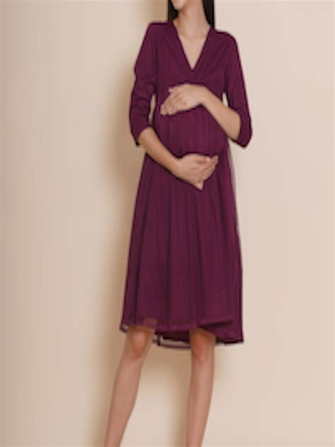 Buy Mine4nine Red Net Maternity A Line Dress Dresses For Women