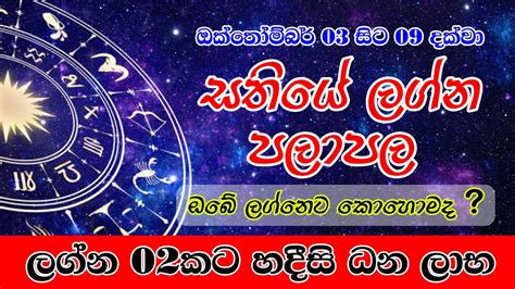 Sathiye Lagna Palapala 2021 ඔක්තෝම්බර් 03 සිට ඔක්තෝම්බර් 09 දක්වා සතියේ