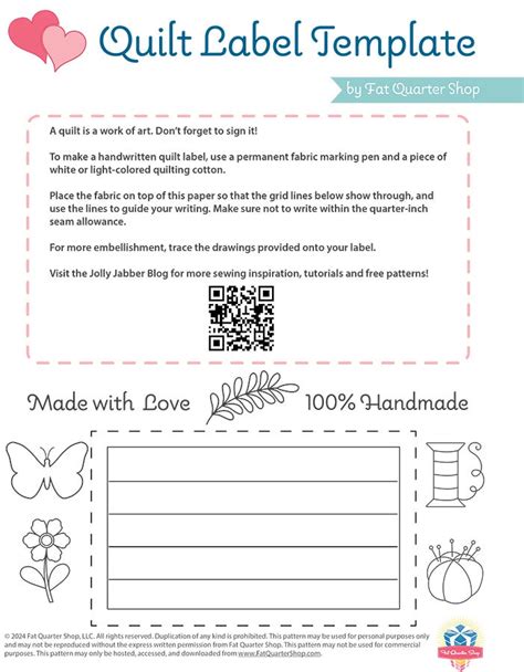 Quilt Label Template Free Pdf By Fat Quarter Shop Fat Quarter Shop