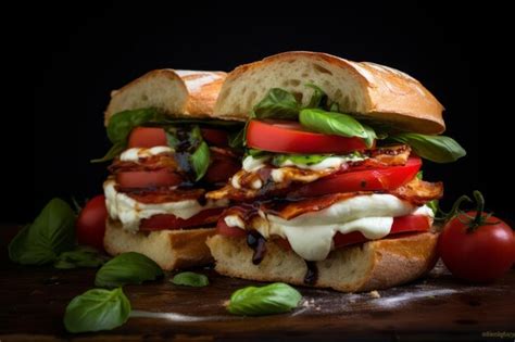 Premium Photo Caprese Sandwich Dinner Recipe Food Photography