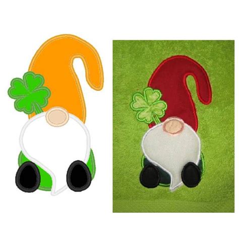 Shamrock Gnome Applique Sizes Products Swak Embroidery Nobbie