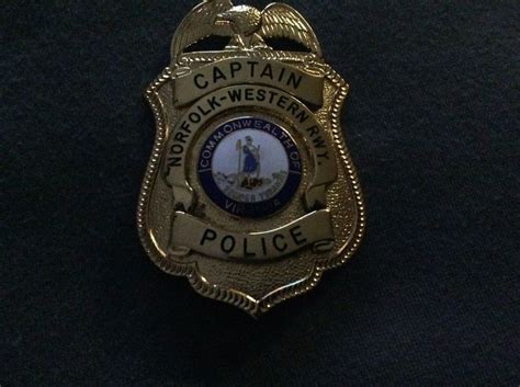 Captain Norfolk And Western Railway Police Fire Badge Police Badge