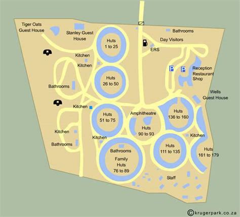 Map For Kruger National Park Satara Rest Camp Accommodation