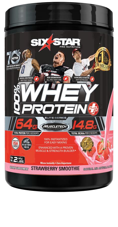 Six Star Pro Nutrition Elite Series 100 Whey Protein Powder Strawberry 20g Protein 2lb 32oz