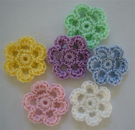 Mini Six Crocheted Flowers Pastels By Needlecreations On Etsy 225