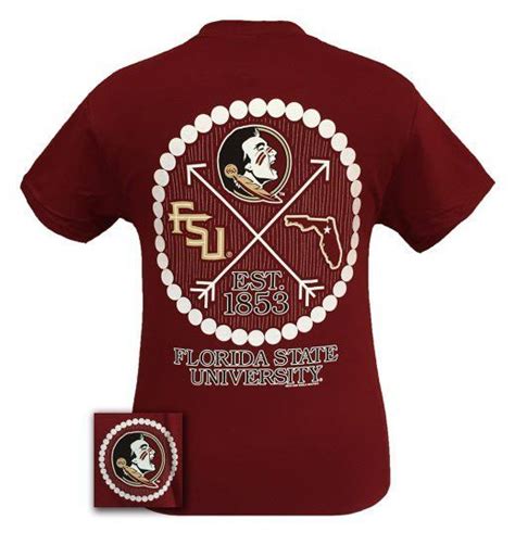 Fsu Florida State Seminoles Preppy Arrow Pearls Girlie Bright T Shirt