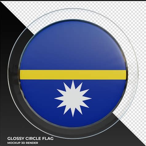 Bandera de círculo brillante con textura 3d realista de nauru Archivo