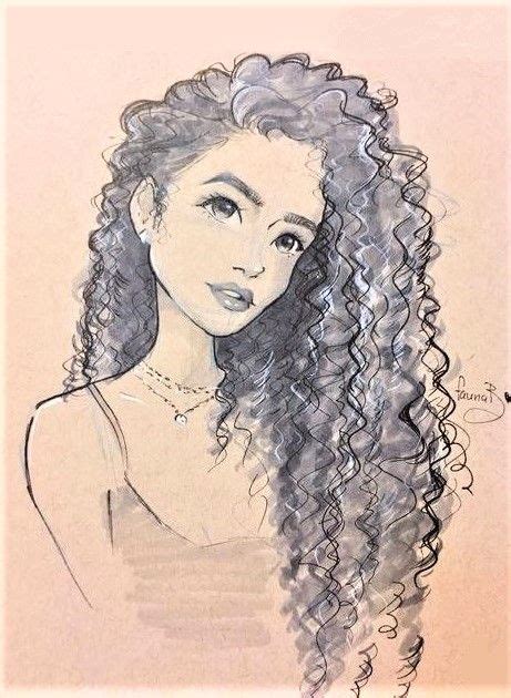 Pin By Ma Va On Group Board For Bloggers Curly Hair Drawing Art