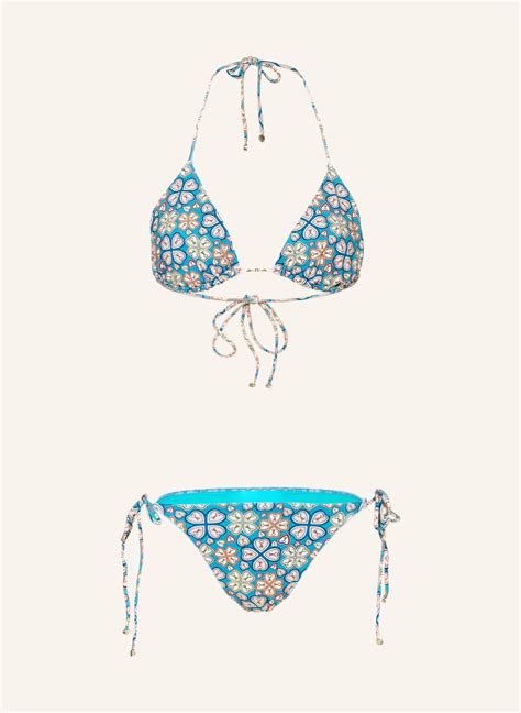 Etro Triangel Bikini In Blau Hellrot Gelb