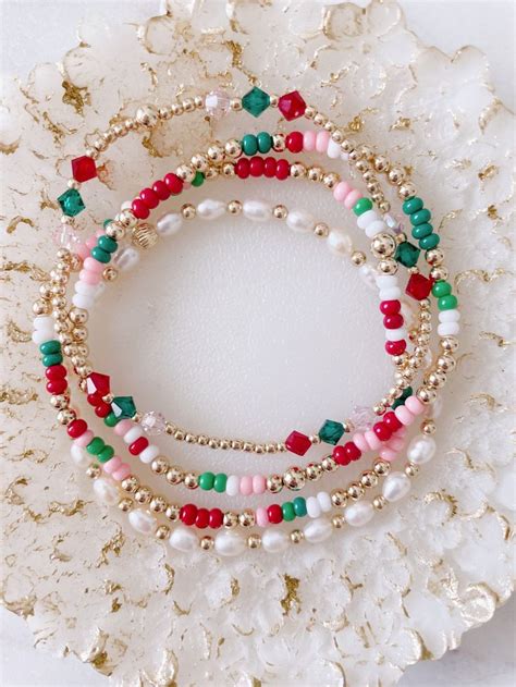 Christmas Bracelets Christmas Bracelet Set Christmas Jewelry Gold