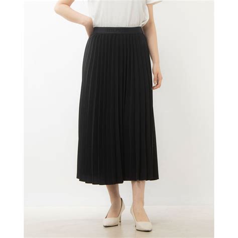 トミー ヒルフィガー Tommy Hilfiger Fluid Twill Pleated Midi Skirt （ブラック） Waja Bazar 海外ファッションブランド通販サイト【公式】