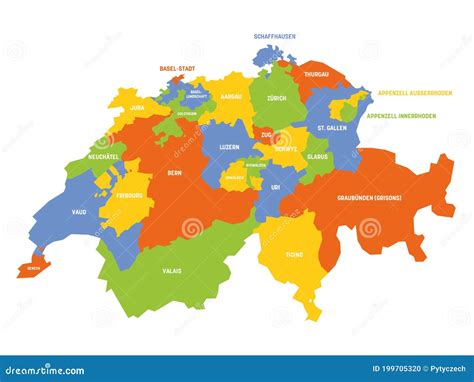 Cartina Della Svizzera Con Cantoni