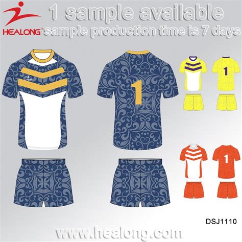 Healong Durable Dye Sublimation Printing Wholesale Rugby Jersey