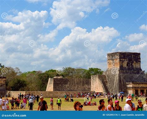 Chichen Itza, Mexico; April 16 2015: People Visiting the Ancient Buildings of Maya Culture Liek ...