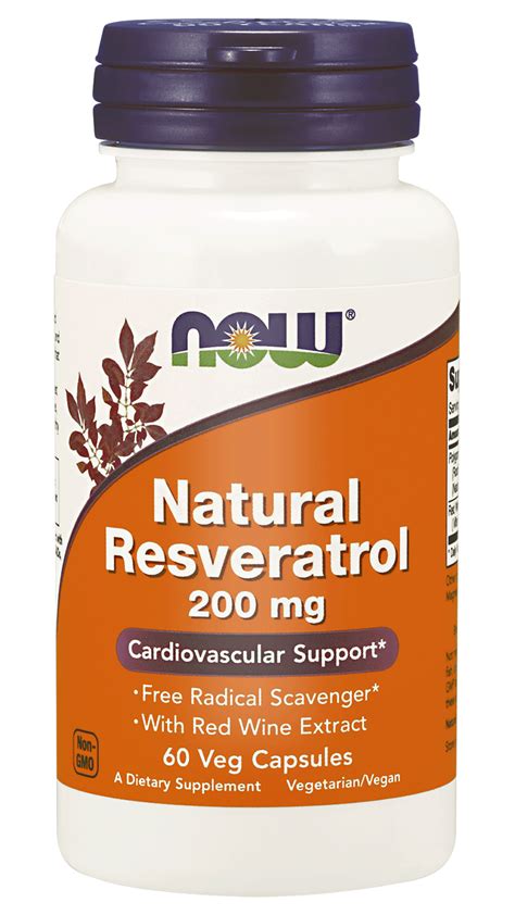 Natural Resveratrol 200 mg – 60 kapsułek wegetariańskich – NOW