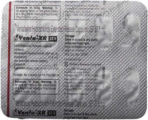 Venla Xr 37 5 Mg Capsule 10 Uses Side Effects Price And Dosage Pharmeasy