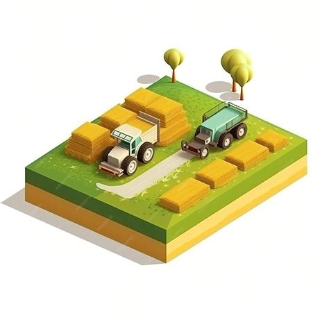 Premium Photo | A cartoon image of a tractor and a tractor with a trailer.