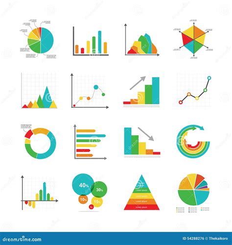 Set Of Business Marketing Dot Bar Pie Charts Diagrams And Graphs Stock