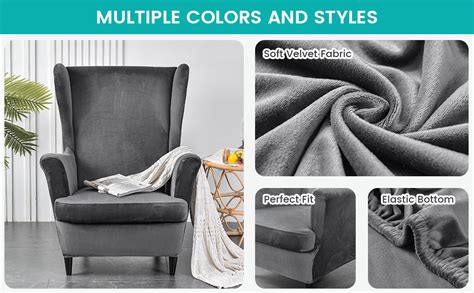 Amazon Mifxin Wing Chair Slipcover Piece Set Velvet Stretch