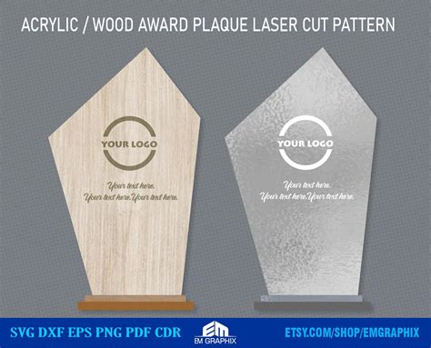 Acrylic Plaque Award Shape Svg Laser Cut Pattern Glowforge Etsy Canada