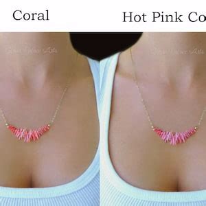 Pink Coral Necklace For Women Natural Genuine Coral Branch Necklace