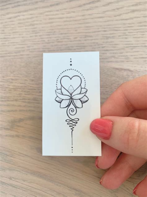 Unalome Love Lotus Set Of 2 Temporary Tattoo Etsy