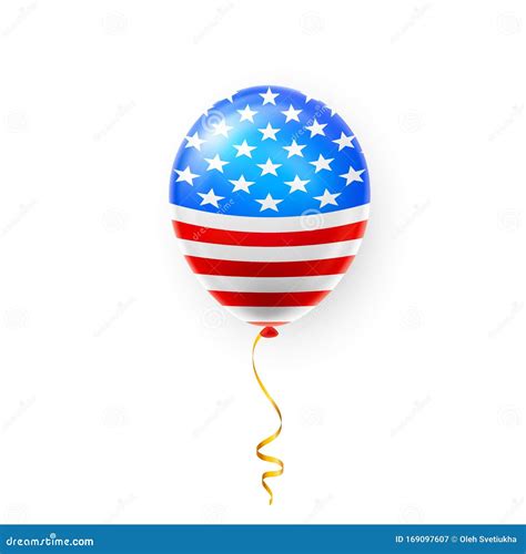 Helium Balloons With American Flag Isolate On White Background Shine