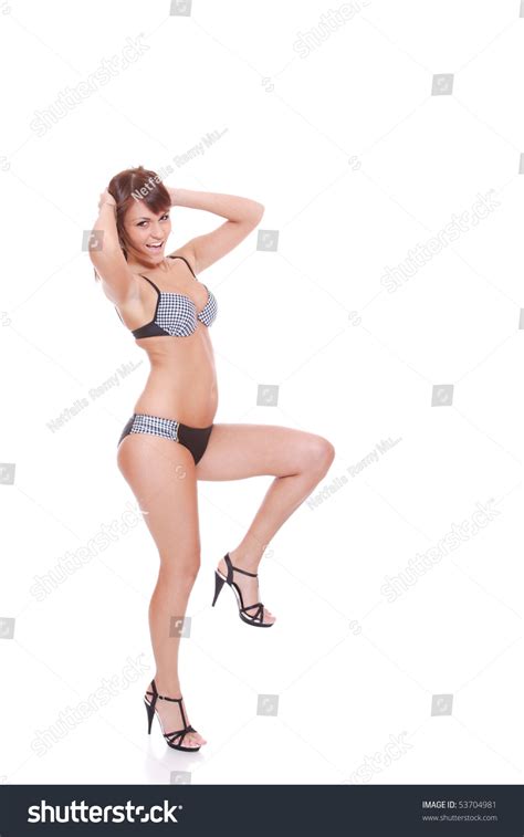 Sexy Bikini Model Over White Background Stock Photo 53704981 Shutterstock