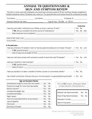 Printable Tb Questionnaire Fill Online Printable Fillable Blank