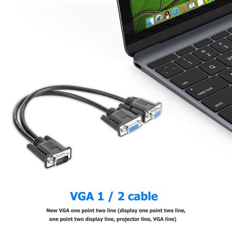 Uk 15 Pin VGA Male To 2 VGA Female Y Splitter Cable Monitor Adapter