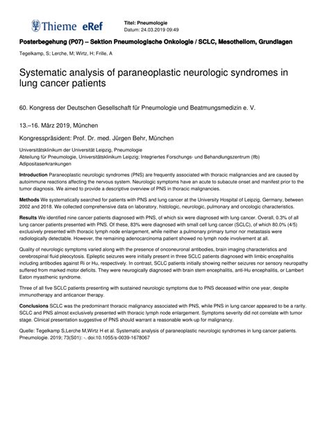 PDF Systematic Analysis Of Paraneoplastic Neurologic Syndromes In