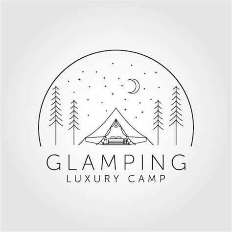 Premium Vector Glamping Recreation Logo Line Art Vector Illustration