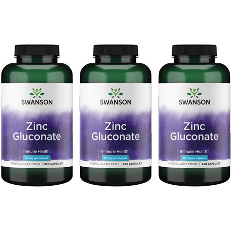 Swanson Zinc Gluconate 50 Mg 250 Caps 3 Pack Walmart