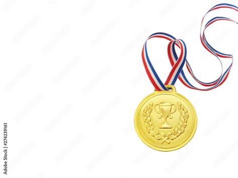 Gold medal with ribbon isolated on white background Stock Photo | Adobe ...