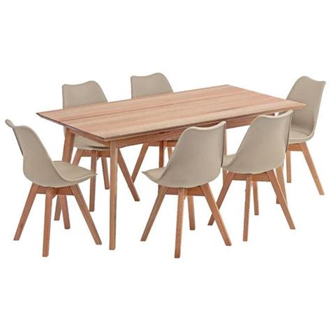 Mesa de Jantar Retangular Vértice 160cm Natural 6 Cadeiras Leda em