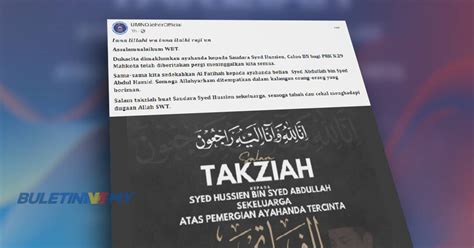 Bapa Calon Bn Prk Dun Mahkota Meninggal Dunia Buletin Tv Malaysia