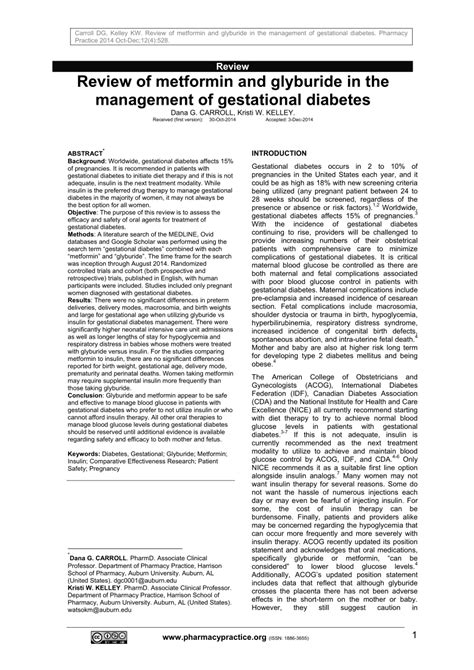 PDF Review Of Metformin And Glyburide In The Management Of