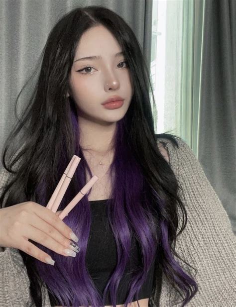 Pinterest Hair Color Underneath Purple Hair Streaks Korean Hair Color