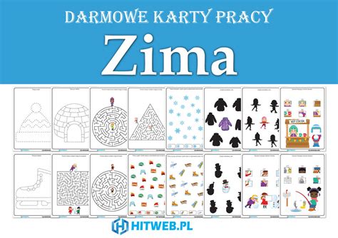 Zimowe karty pracy do druku w PDF Darmowe materiały dla przedszkolaków