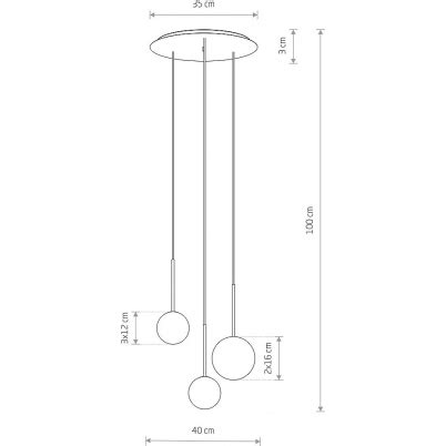 Lampa wisząca 3 szklane kule Karo III 40cm biała Nowodvorski