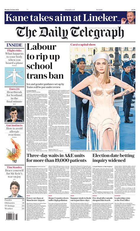 Daily Telegraph Front Page Th Of June Tomorrow S Papers Today