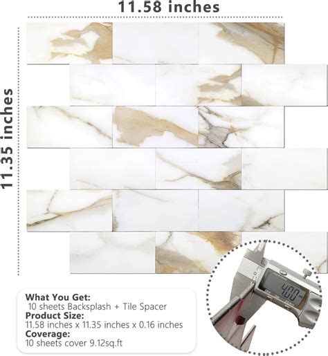 Stickgoo Calacatta Gold Kitchen Tile Backsplash Peel And Stick Wall Tiles