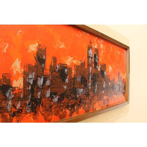 Mid Century Orange Cityscape By Van Lowe Chairish