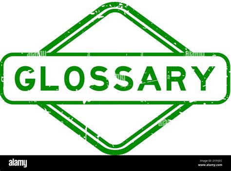 Grunge Green Glossary Word Rubber Seal Stamp On White Background Stock