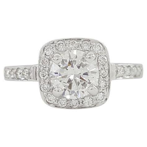 Gabriel And Co Round Brilliant Diamond Halo Engagement Ring At 1stDibs