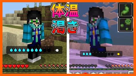 体温と渇きが追加される過酷マイクラ【マイクラpebe】【アドオン紹介】【minecraftpe】 Youtube