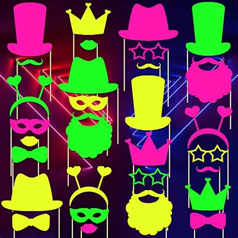 Neon Glow Party Photo Booth Props Pieces