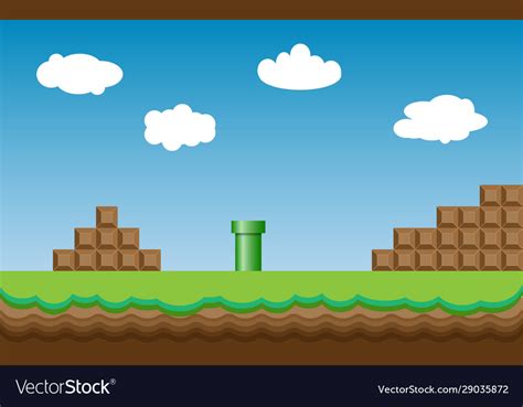 Old retro video game super mario bros background Vector Image